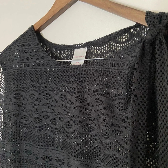 Swim Cover Dress Swimsuit Mesh Cover Open Knit Asymmetrical Lace Size Medium - Picture 4 of 10